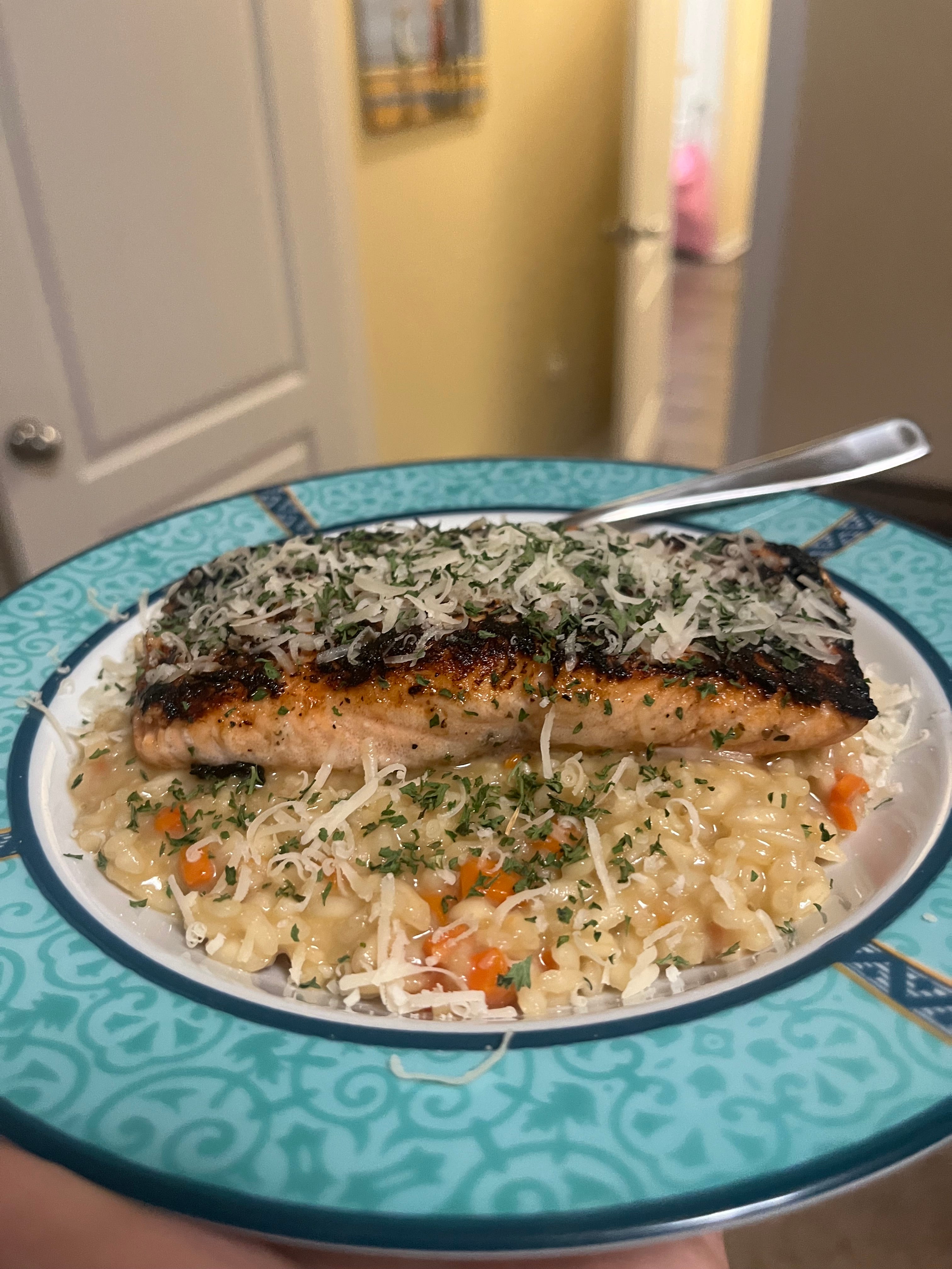 Lemon-Herb Salmon over Parmesan Risotto